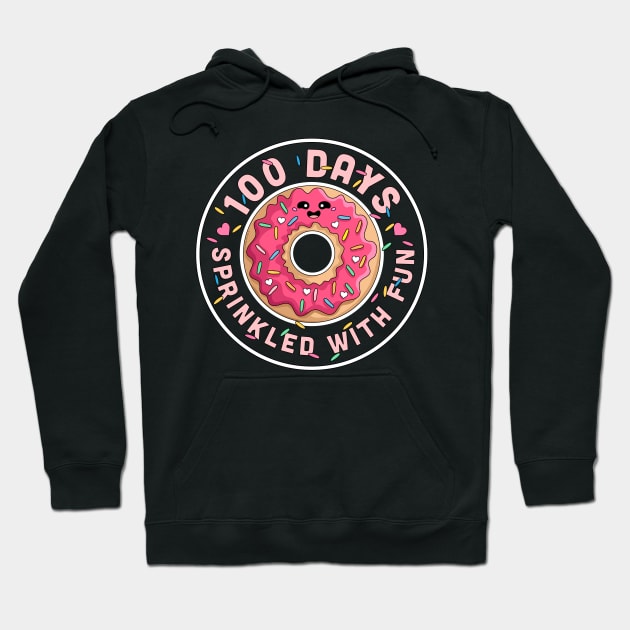 100 Days Sprinkled With Fun Donut Kids 100th Day Of School Hoodie by OrangeMonkeyArt